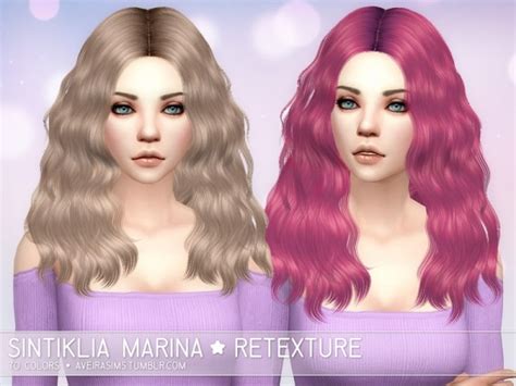 Sims 4 Hairs Aveira Sims 4 Sintiklia`s Marina Hair Retextured