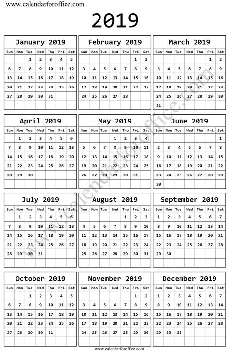 Blank 2019 Calendar Printable Calendar Printables 2019 Calendar