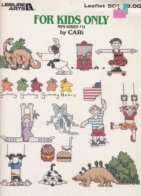 Free Us Ship Leisure Arts Leaflet 501 Embroidery Cross Stitch For Kids