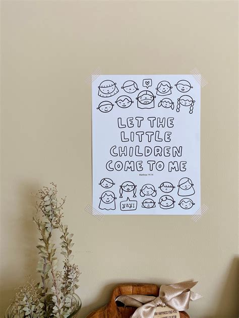 Let The Little Children Come To Me Coloring Page Bible Etsy