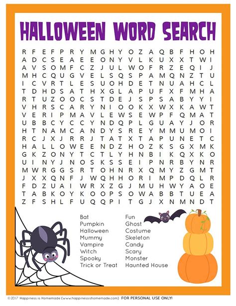 Halloween Word Search Printable Happiness Is Homemade