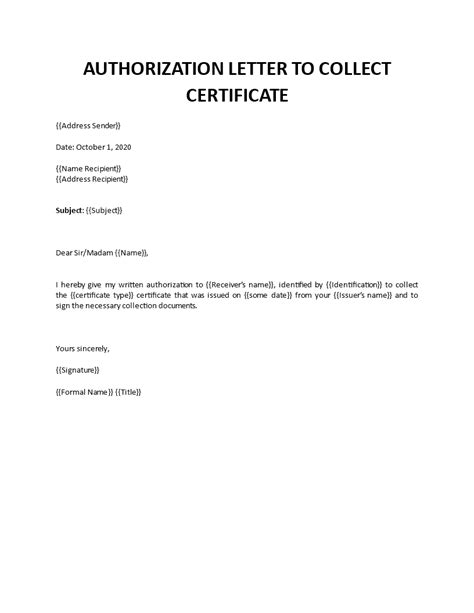 Certificate Of Authorization Template