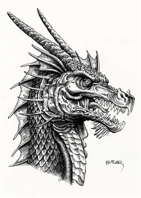 How to draw pen lines & strokes with variations of thickness & widths with confidence. Dragon - Convention Sketch - Pen & Ink 2017