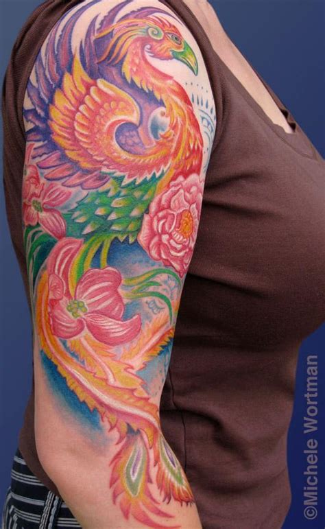 42 Phoenix Tattoos On Half Sleeve