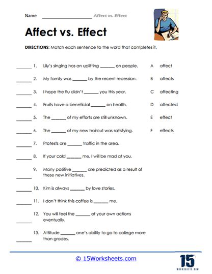 Affect Vs Effect Worksheets 15