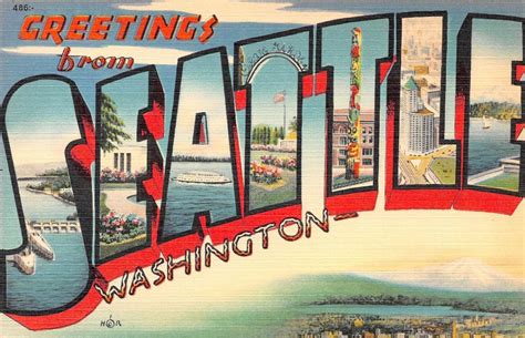 Large Letter Postcard Greetings From Seattle Washington Wa Pc Travel