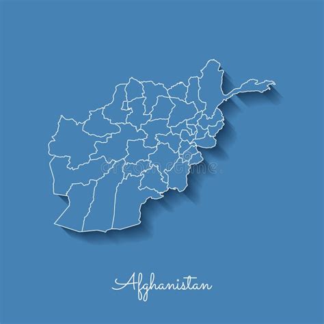 Afghanistan Map With Drawn Lines And Blue Watercolor Illustratio