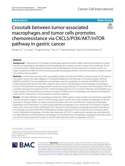 Pdf Crosstalk Between Tumor Associated Macrophages And Tumor Cells