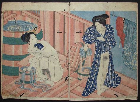 utagawa kunisada woodblock women washing shunga