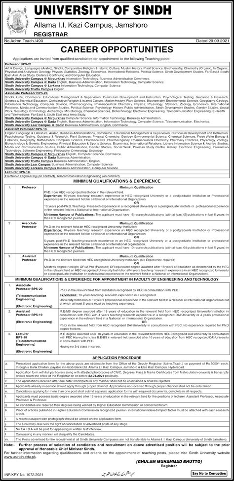 Consider what information you want to include (keeping in mind that space is limited). University of Sindh Jobs 2021 Application Form