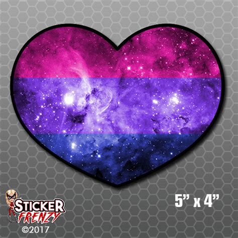 Bisexual Pride Flag Nebula Heart Bumper Sticker Car Decal Lgbt Space T Love Ebay
