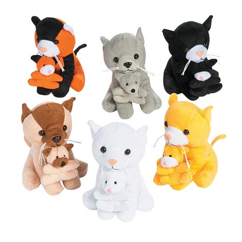 Stuffed Cats Holding Kittens Toys 12 Pieces 889070864596 Ebay