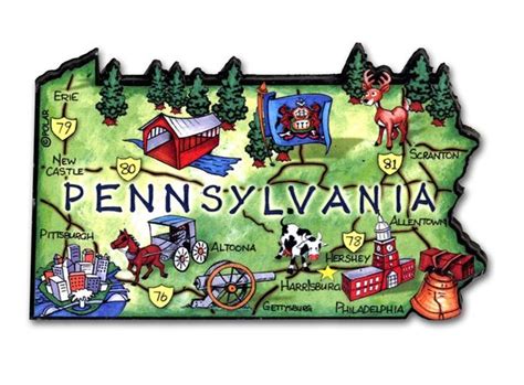 Pennsylvania State Artwood Magnet Pennsylvania Print Stickers Magnets