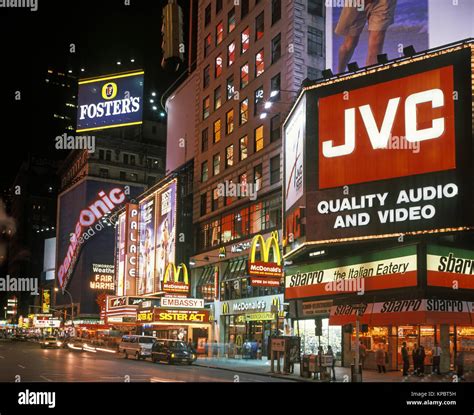 1992 Historical Neon Billboard Signs Times Square Manhattan New York