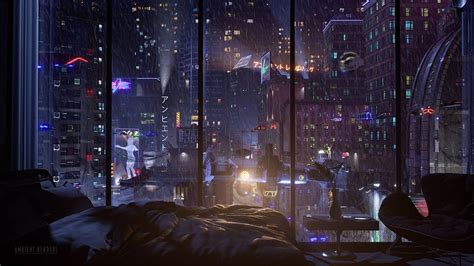 Scifi City Cyberpunk City Arte Cyberpunk Rain Window Night Window