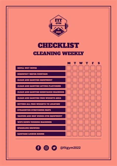 Edit Online This Hand Drawn Fitness Gym Cleaning Checklist Layout For Free