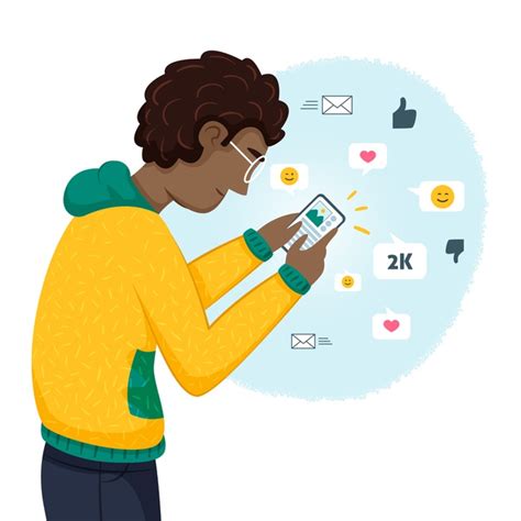 Free Illustration With Person Addicted To Social Media Free Vector