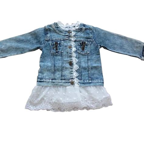 Little Girls Jean Jacket Children Fashion Denim Solid Full Sleeve