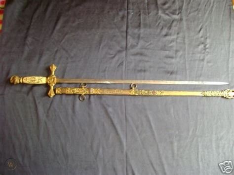 Vintage Masonic Knights Templar Gold Ivory Sword 28582122