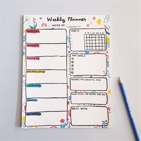 Bright And Colorful Weekly Planner In 2021 Weekly Planner Notepad