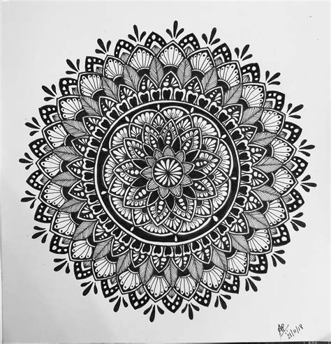Black And White Mandala Design Free Hand Mandala Doodle Zentangle Pattern With Staedtler Fine