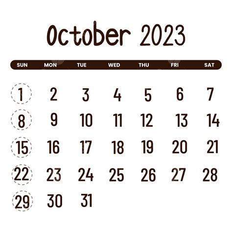 October 2023 Minimalist Simple Calendar For Journal October 2023