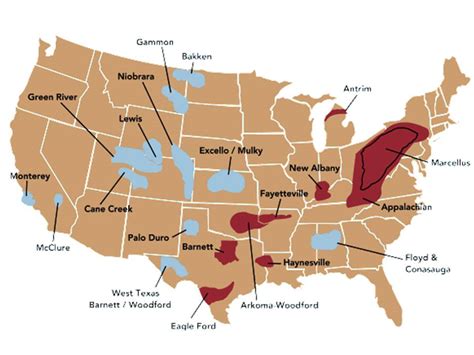 Regions Of Us Oil Shale Map