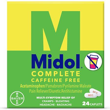 Midol Complete Caffeine Free Menstrual Pain Relief Caplets Walgreens