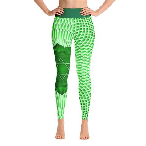 Green Anahata Leggings Heart Chakra High Waist Yoga Pants Chakra Galaxy