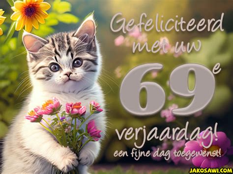 Jakosawi Gratis Wenskaarten E Cards 69 Jaar Gefeliciteerd Kitten