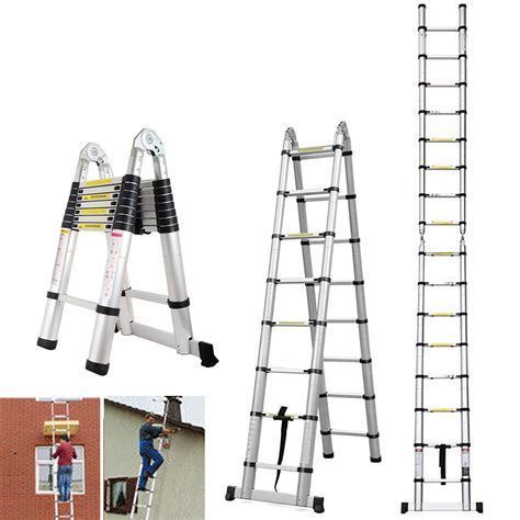 5m Multi Purpose Aluminum Telescopic Ladder Portable Extendable A Frame