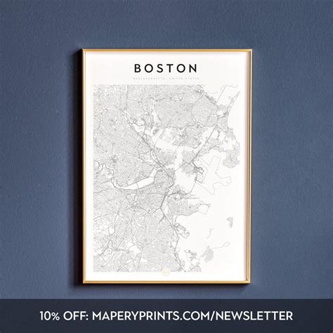 Boston Massachusetts Boston map Boston print Boston wall | Etsy | Boston map print, Boston map 