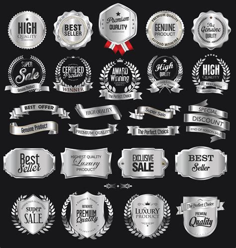 Download Retro silver badge vector illustration collection - Download Free Vectors, Clipart Graphics ...