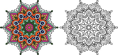 Decorative Mandala Colouring Book Page For Adults Vector Illustration