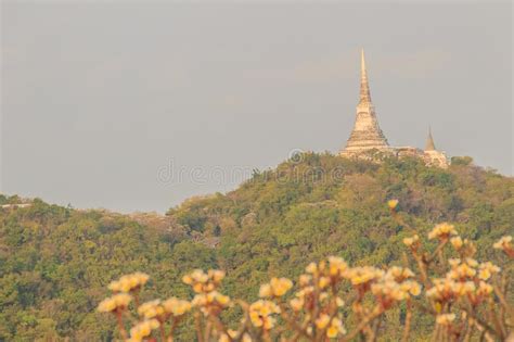 Beautiful Landscape View Of Pagoda On Top Of The Hill At Phra Na Stock