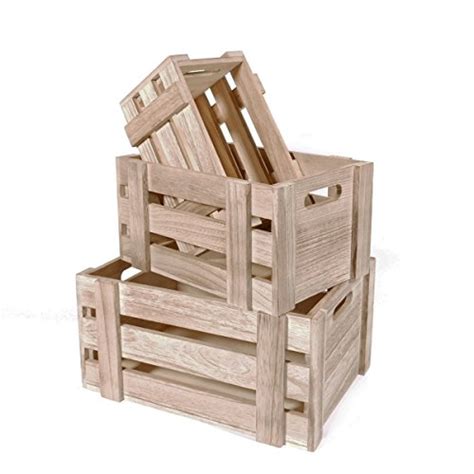 Wood Crates Unfinished Set Of 3 Natural Country Style Wood Crate Set