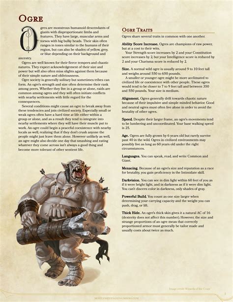 Homebrew Ogre Player Race 5e Mostly Sheets And Numbers