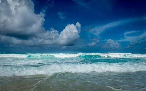 Free Download Hd Wallpaper Blue Sea Wave Nature Landscape Beach