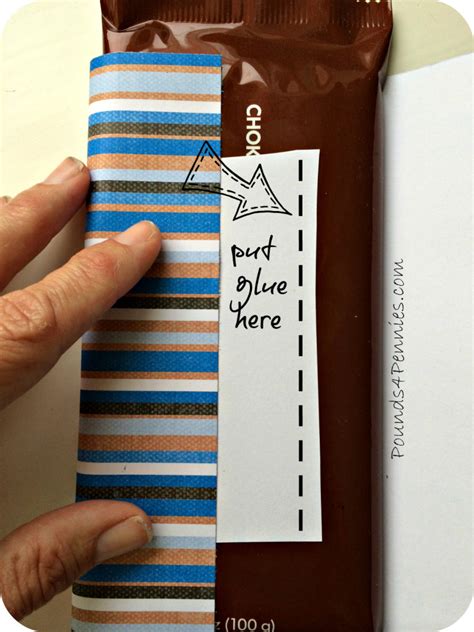 Then, tape the edges of candy bar wrappers to the undersides and tape the bars onto the cutouts. How to Make a Candy Bar Wrapppers - Father's Day Gift