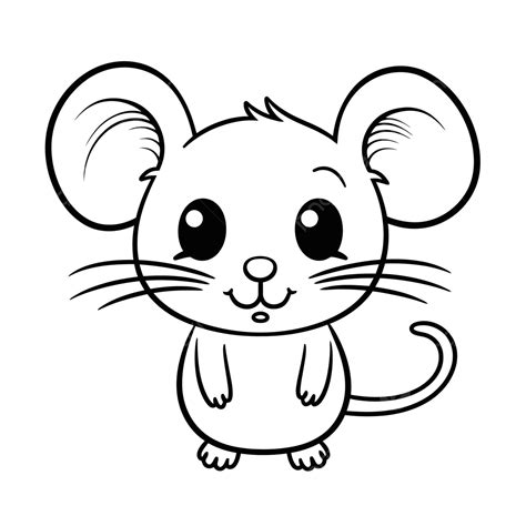 Dibujo De Cute Dibujos Animados Ratón Para Colorear Hoja Esquema Boceto
