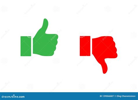 Green Thumbs Up And Red Thumbs Down Icons Isolated On White Background