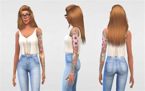 Floral Watercolour Sleeve Tattoo At Ooh La La Sims 4 Updates