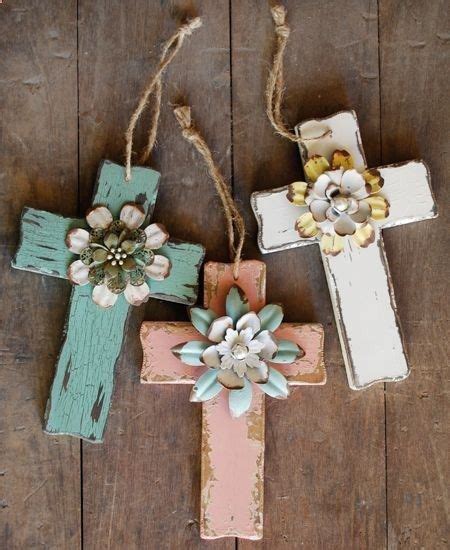 Diy Cute Wooden Crosses T With Handmade Flowers Crafts Hanging