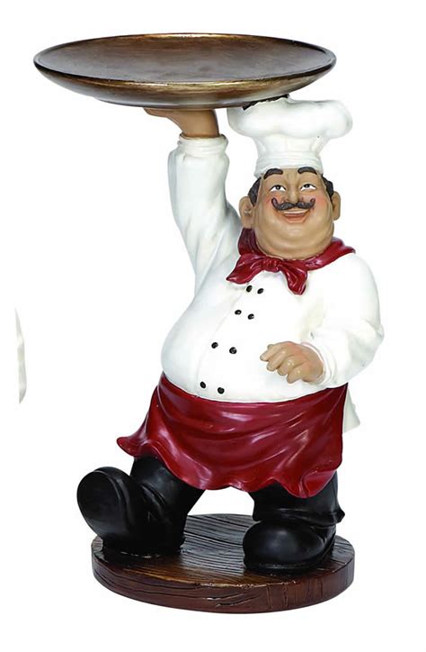 Save up to 10% when you buy more. French Fat Chef Statue With Tray Platter Kitchen Decor
