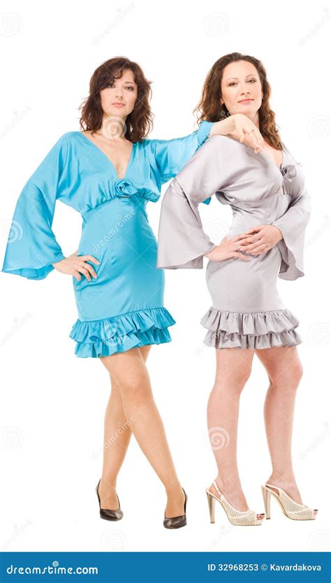 Two Women In Evening Gowns Stock Image Image Of Studio