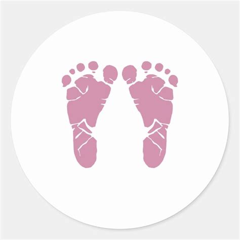 Pink Baby Footprints Classic Round Sticker