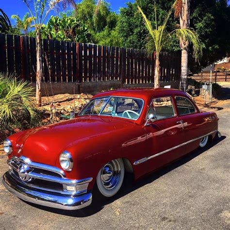 Traditional Custom Ford Shoebox Two Door 1949 1950 In Red And Bright