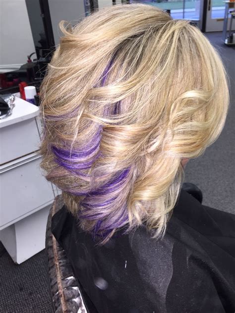 Blonde Hair With Purple Highlights Done By The One And