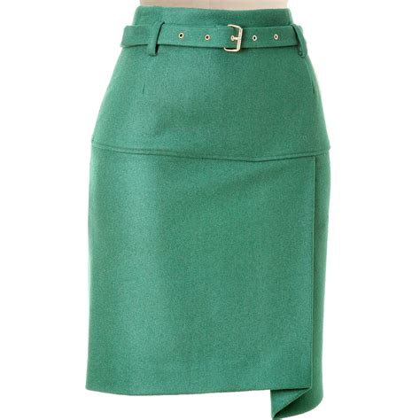 Classic Palm Green Asymmetric Pencil Skirt Elizabeths Custom Skirts