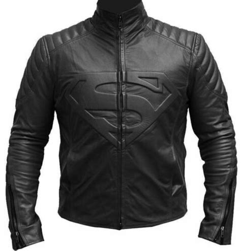 Superman Man Of Steel Smallville Black Leather Jacket Costume Ebay